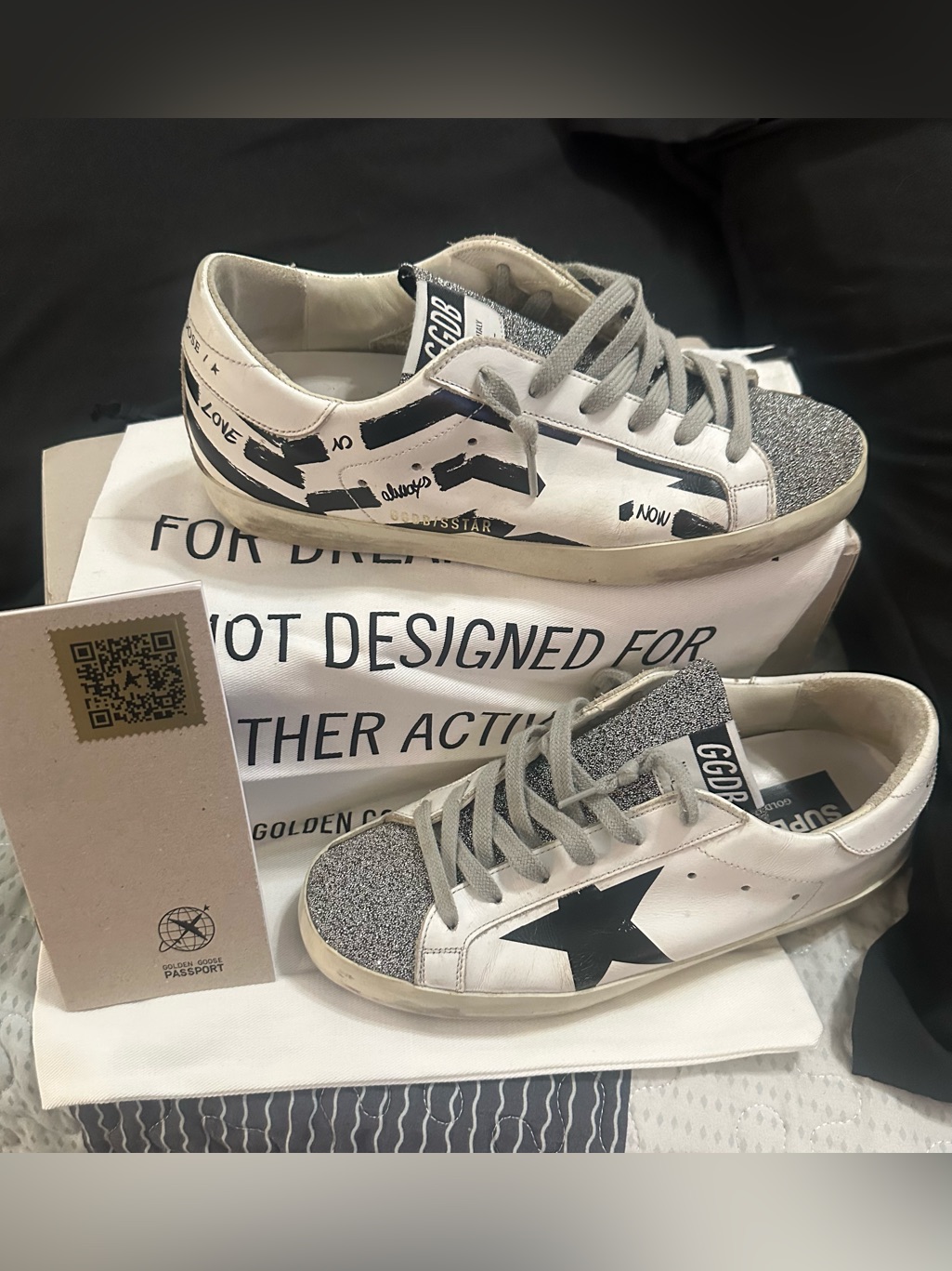 Golden Goose Glitter Tongue Superstars Size 37